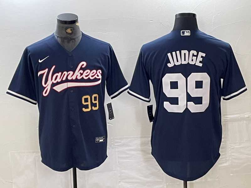 Men%27s New York Yankees #99 Aaron Judge Number Navy Cool Base Stitched Baseball Jersey->new york yankees->MLB Jersey